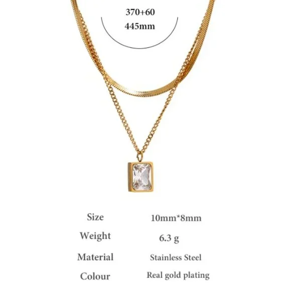 NEW Stainless Steel Cubic Zirconia Pendant Necklace - Picture 6 of 6